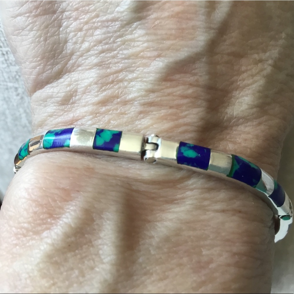 Vintage 950 Sterling Azurite stone bracelet